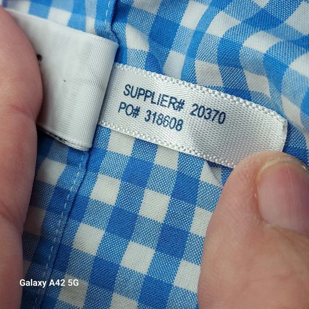 Ralph‎ Lauren Mens XL Custom Fit Blue Gingham Button Down Shirt Pink Pony Logo